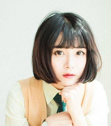 齐刘海圆脸新手化妆教程,齐刘海圆脸可爱美女-第5张图片-美妆